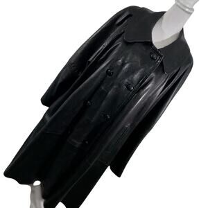 Women's Black Leather Swing Jacket Coat